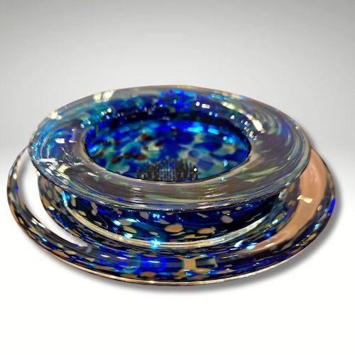 Click to view detail for GBG-043 Ikebana Bowl Blue $125
